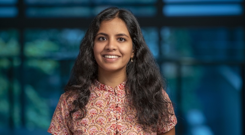 Portrait of Surbhi Goel, Magerman Term Assistant Professor in CIS, wearing a brightly patterened shirt. 