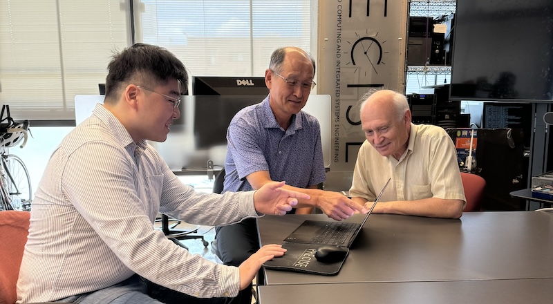 From left: Pengyuan Eric Lu and his mentors, Insup Lee, Cecilia Fitler Moore Professor in Computer and Information Science (CIS); and Oleg Sokolsky, Research Professor in CIS